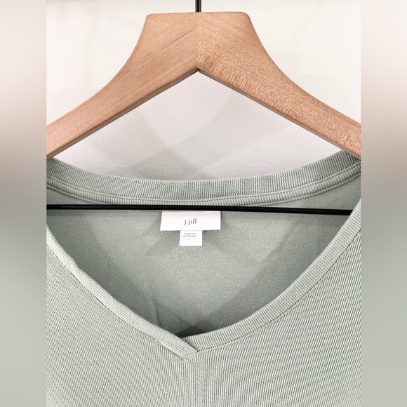 J. Jill Textured Patch-Pocket Knit Tunic In Mineral Green Size Large - Picture 5 of 6